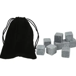 Whiskystenar-Granit Whiskey Stones Set för whisky, gin, vin, vodka - 2 cm iskuber med flanellpåse