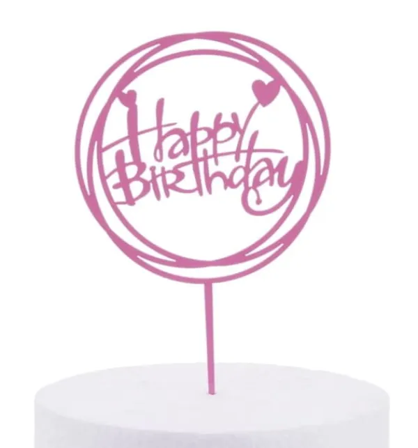 GRATTIS PÅ FÖDELSEDAGEN-topp rosa cirkel