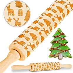 Kavlar-Graverad kavel med jultema och trästruktur för pepparkakor