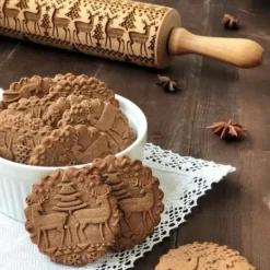 Kavlar-Graverad kavel med jultema och trästruktur för pepparkakor