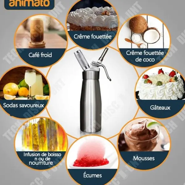 Gräddevisp - TD - 500ml - Aluminium - Ergonomisk - 3 st rostfria munstycken