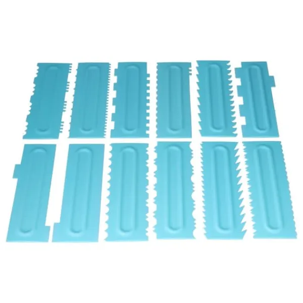 Gör-det-själv gräddskrapa kammar Fondant tårta mönster modellering verktyg för hem kök Bageri1 set (12 st)