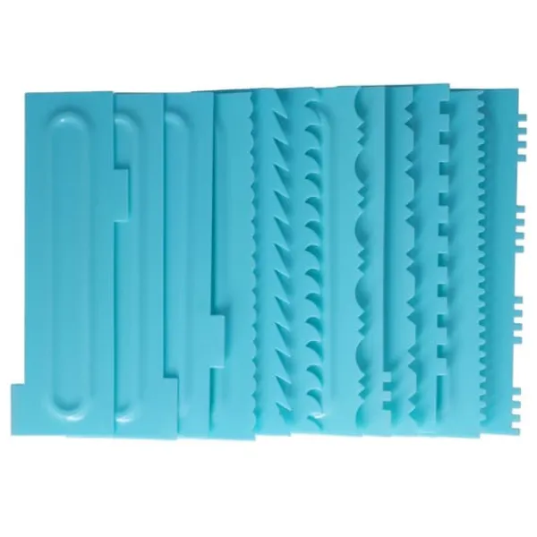 Gör-det-själv gräddskrapa kammar Fondant tårta mönster modellering verktyg för hem kök Bageri1 set (12 st)