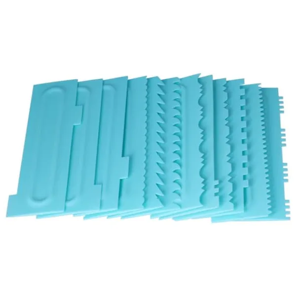 Gör-det-själv gräddskrapa kammar Fondant tårta mönster modellering verktyg för hem kök Bageri1 set (12 st)