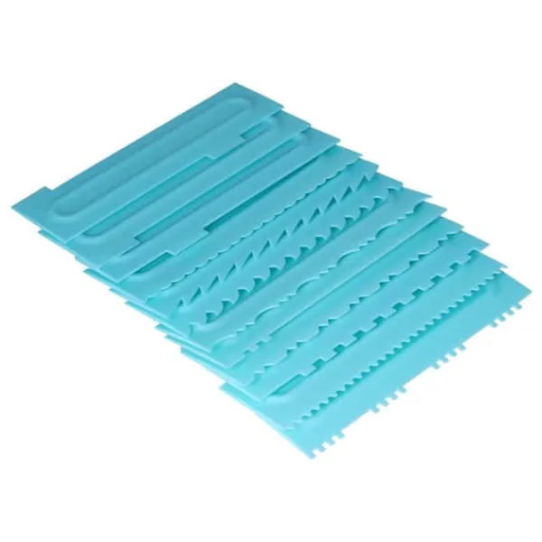 Gör-det-själv gräddskrapa kammar Fondant tårta mönster modellering verktyg för hem kök Bageri1 set (12 st)