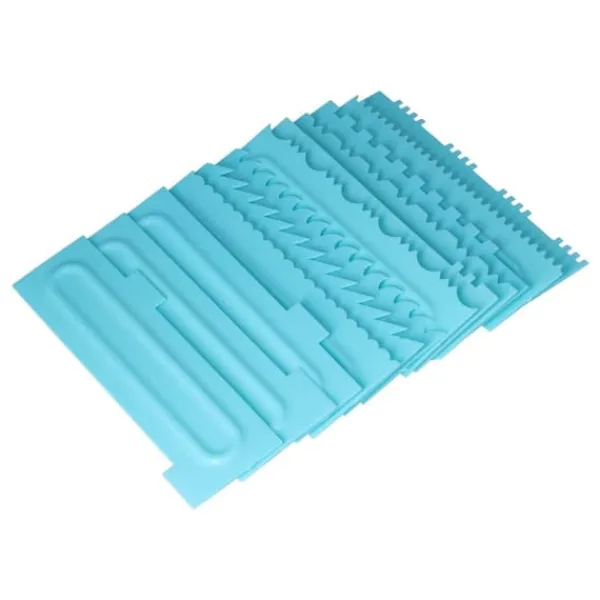 Gör-det-själv gräddskrapa kammar Fondant tårta mönster modellering verktyg för hem kök Bageri1 set (12 st)