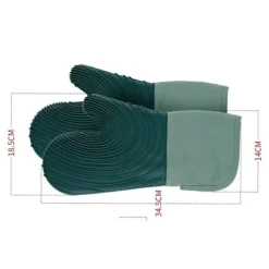 Grytlappar & Grillvantar-Gröna Värmebeständiga Ugnshandskar med Ribbad Design - Köksvantar (1 Par)