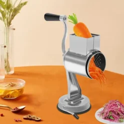 Grönsakshackare, Rostfritt Stålblad, 5 Utbytbara Blad, Sugkoppsbas, Ergonomiskt ABS-handtag, Säker Design