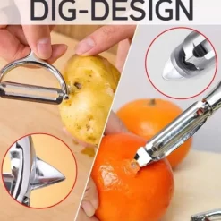 Grönsaksskalare Potatisskalare, halkfritt ergonomiskt handtag Rostfritt stål roterande skalare
