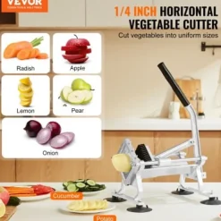 Grönsaksskivare, rostfritt stål och aluminiumlegering, 1/4 tum, manuell, skivare