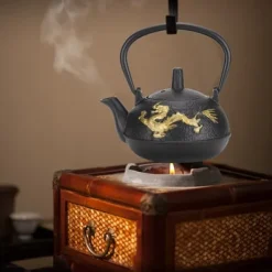 Guld Dragon Iron Tekanna - 0,3L kapacitet, japansk stil, skrivbordsdekoration