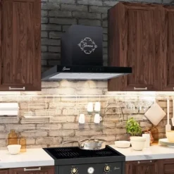 Köksfläktar-GURARI GCH 462 BL 6 Prime + kolfilter, köksfläkt 60 cm / 1000 m³/h / köksfläkt i svart + kolfilter