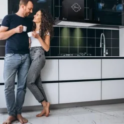 Köksfläktar-GURARI GCH 462 BL 6 Prime + kolfilter, köksfläkt 60 cm / 1000 m³/h / köksfläkt i svart + kolfilter