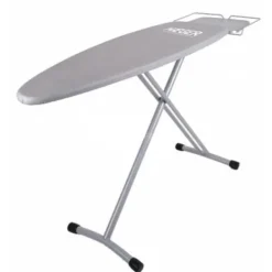 Haeger homestrong pro grå strykbräda - metallnätram 124*40cm - justerbar höjd 94cm - metalliserat överdrag med