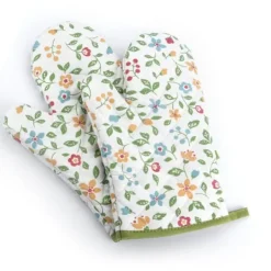 Halkfria blomgräsugnshandskar - Värmebeständiga vantar för matlagning