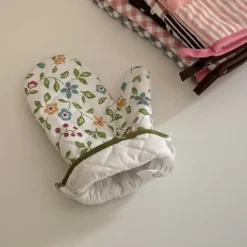 Halkfria blomgräsugnshandskar - Värmebeständiga vantar för matlagning