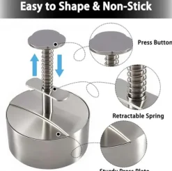 Pressar-Hamburgarpress i rostfritt stål 304 – justerbar och hållbar köttpress , non-stick form för perfekta hamburgare