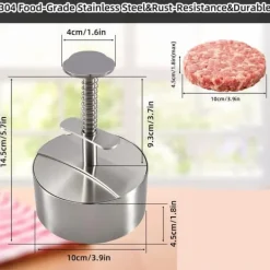 Pressar-Hamburgarpress i rostfritt stål 304 – justerbar och hållbar köttpress , non-stick form för perfekta hamburgare