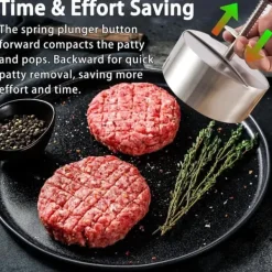 Pressar-Hamburgarpress i rostfritt stål 304 – justerbar och hållbar köttpress , non-stick form för perfekta hamburgare