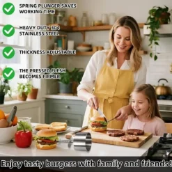 Pressar-Hamburgarpress i rostfritt stål 304 – justerbar och hållbar köttpress , non-stick form för perfekta hamburgare