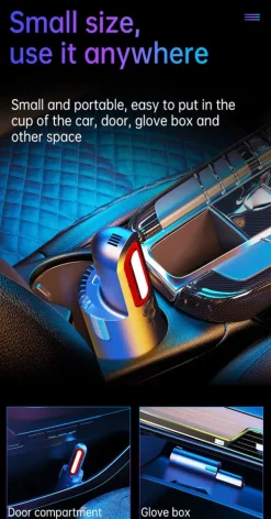 Handdammsugare till bilen, uppladdningsbar, med LED