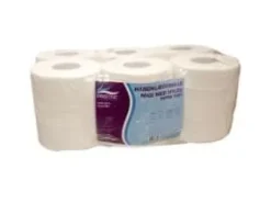 Pappershanddukar-Handduksrulle Pristine Extra soft Midi 2-lagig 135 m med hylsa Ny fiber Vit,6 Rl/krt