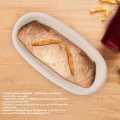 Bakning-Handgjord oblekt naturlig rotting Banneton jäsbar korg degbröd bakningssats 27,5x14x8cm
