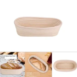 Bakning-Handgjord oblekt naturlig rotting Banneton jäsbar korg degbröd bakningssats 27,5x14x8cm