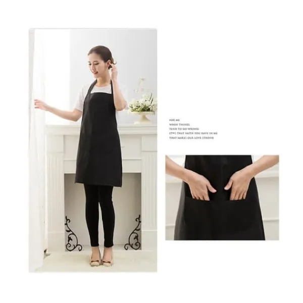 Förkläden-Hem Kök Enkel Snygg Ren Färg Förkläde - Svart