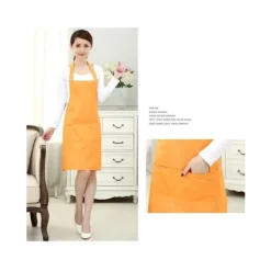 Hem Kök Enkel Snygg Ren Färg Förkläde - Orange