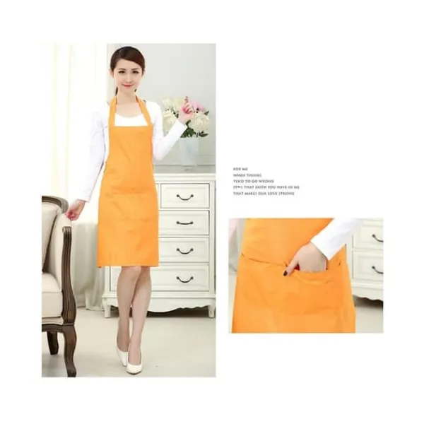 Hem Kök Enkel Snygg Ren Färg Förkläde - Orange