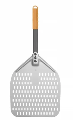 Pizzaspadar-HENDI pizzaskal, perforerad, kort handtag, alu, 300x660mm