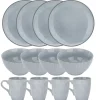 Tallrikar & Bordsserviser-Högkvalitativ grå servis i 12 delar för frukost, lunch och middag - middagsservis frukostservis