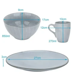 Tallrikar & Bordsserviser-Högkvalitativ grå servis i 12 delar för frukost, lunch och middag - middagsservis frukostservis