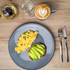 Tallrikar & Bordsserviser-Högkvalitativ grå servis i 12 delar för frukost, lunch och middag - middagsservis frukostservis