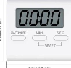 Högljudd digital timer med magnet - För ugn, kök och träning - Lättavläst fyrkantig display