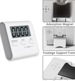 Högljudd digital timer med magnet - För ugn, kök och träning - Lättavläst fyrkantig display