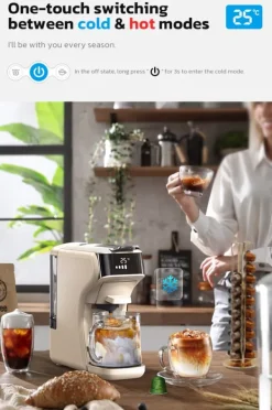 Kaffemaskiner & Espresso-Hibrew H1B 6-i-1 kapselbryggmaskin med 20 bar högtryckspump och OPV-tryckavlastningsventil, interaktiv pekskärm – vit