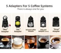 Kaffemaskiner & Espresso-HiBREW 5-i-1 Multi-Capsule kaffemaskin, varm/kall, DG Cappuccino, NES, Liten kapsel, ESE Capsule, Malt kaffe, Flaska, 20 Bar, H2B White