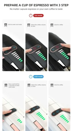 Kaffemaskiner & Espresso-HiBREW 5-i-1 Multi-Capsule kaffemaskin, varm/kall, DG Cappuccino, NES, Liten kapsel, ESE Capsule, Malt kaffe, Flaska, 20 Bar, H2B White