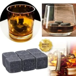 Whiskystenar-HK00362-Återanvändbara kylande whiskystenar. 6 stycken. isstenar. naturstenar. Bar. vin. bröllopspresent