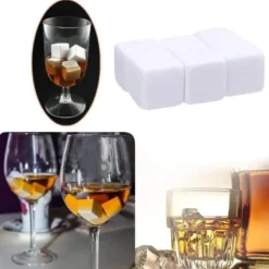 Whiskystenar-HK00362-Återanvändbara kylande whiskystenar. 6 stycken. isstenar. naturstenar. Bar. vin. bröllopspresent