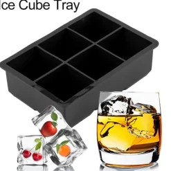 Isformar-6-håls silikoniskubmaskinsbricka - perfekt för choklad, godis och mer - svart