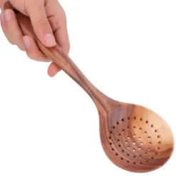 Hålslev Trä Långt Handtag Skimmer Scoop Köksredskap Matlagning Köksredskap