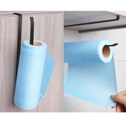 Hängande Hållare för Hushållspapper | Hushållspappershållare utan Borrning Svart