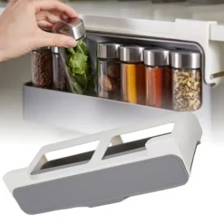 Köksorganiserare-Hängande kryddhylla med stor kapacitet för kryddflaskor för kök - stansfri och utdragbar förvaringslösning