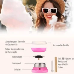 Maskiner För Spunnet Socker-HOMCOM Sockervaddsmaskin - Rosa, Edelstahl & Plast, Kompakt & Lätt, 450-550W, Perfekt för hemmabruk