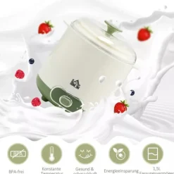 HOMCOM Yoghurtmaskin Vit Plast 1,5L med Sil - Perfekt för Grekisk Yoghurt