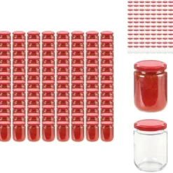 Honungsburkar - Living Syltburkar i glas med röda lock 96 st 230 ml