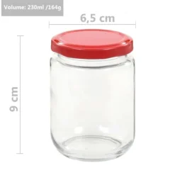 Honungsburkar - Living Syltburkar i glas med röda lock 96 st 230 ml